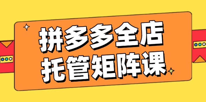 拼多多全店托管矩阵课,盈利动销玩法,高效计划设置,提升店铺效益 拼多多全店托管矩阵课,盈利动销玩法,高效计划设置,提升店铺效益