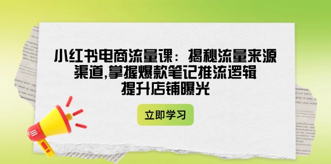 小红书电商流量课:揭秘流量来源渠道,掌握爆款笔记推流逻辑,提升店铺曝光 小红书电商流量课:揭秘流量来源渠道,掌握爆款笔记推流逻辑,提升店铺曝光