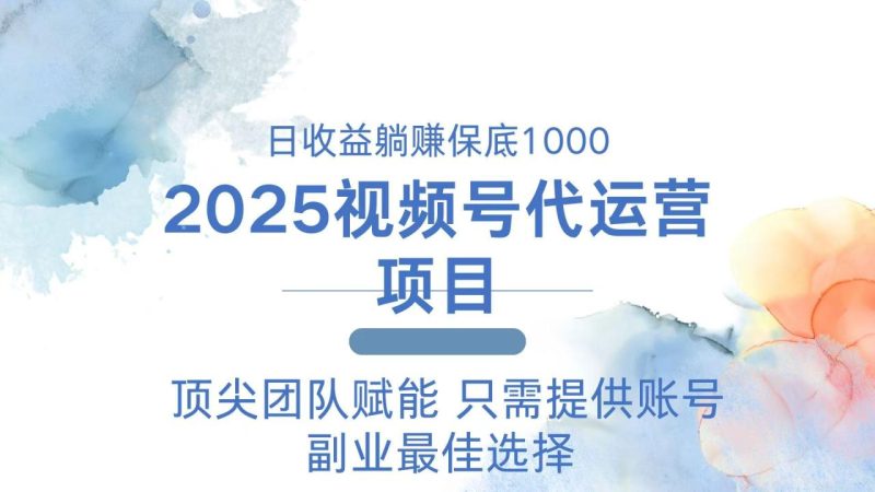 2025视频号代运营 日躺赚1000+ 只需提供账号 - 技研社-技研社