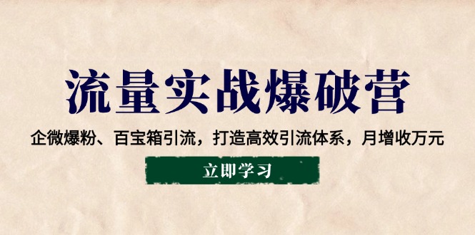 流量实战爆破营:企微爆粉、百宝箱引流,打造高效引流体系,月增收万元 流量实战爆破营:企微爆粉、百宝箱引流,打造高效引流体系,月增收万元