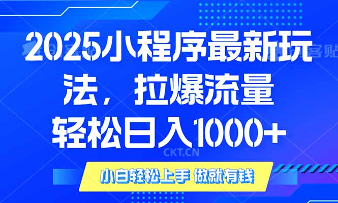 2025年小程序最新玩法，流量直接拉爆，单日稳定变现1000+ - 技研社-技研社
