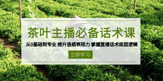 茶叶 主播必备话术课 从0基础到专业 提升语感表现力 掌握直播话术底层逻辑 - 技研社-技研社