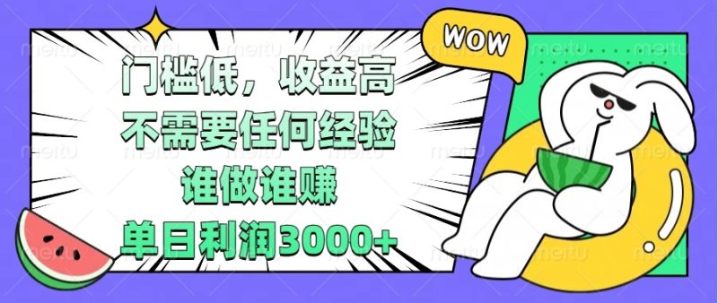 门槛低,收益高,不需要任何经验,谁做谁赚,单日利润3000+ - 技研社-技研社
