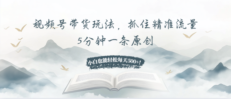视频号带货玩法:抓住精准流量,5分钟一条原创-技研社