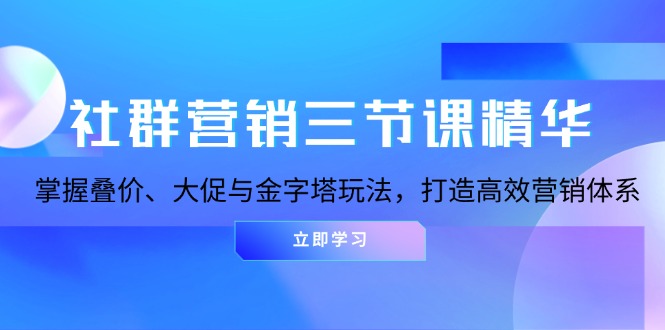 社群营销三节课精华：掌握叠价、大促与金字塔玩法，打造高效营销体系 - 技研社-技研社