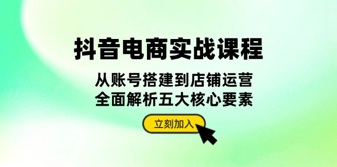 抖音 电商实战课程:从账号搭建到店铺运营,全面解析五大核心要素 抖音 电商实战课程:从账号搭建到店铺运营,全面解析五大核心要素