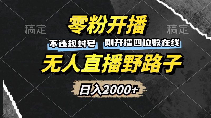 零粉开播，无人直播野路子，日入2000+，不违规封号，躺赚收益！ - 技研社-技研社
