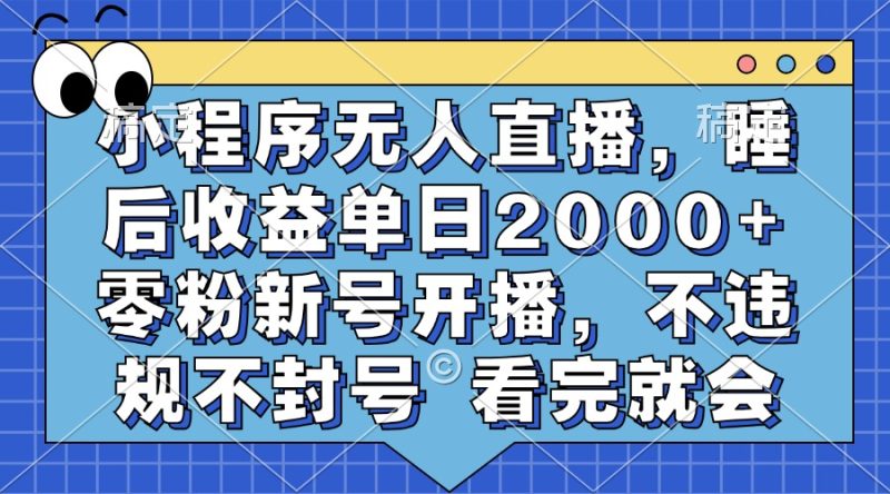 小程序无人直播，睡后收益单日2000+ 零粉新号开播，不违规不封号 看完就会 - 技研社-技研社