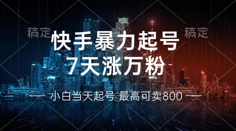 快手暴力起号,7天涨万粉,小白当天起号 多种变现方式,账号回收,单月… - 技研社-技研社