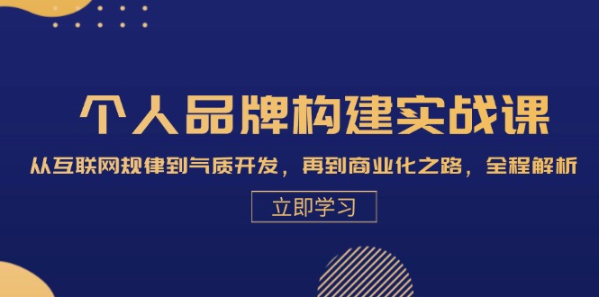 个人品牌构建实战课:从互联网规律到气质开发,再到商业化之路-技研社