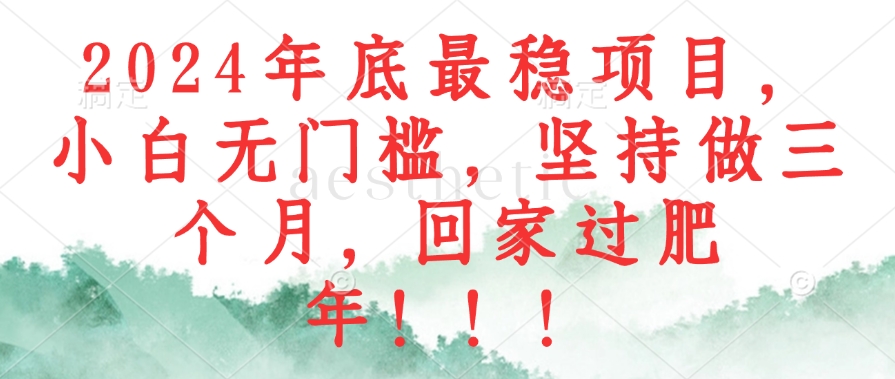 2024年底最稳项目,小白无门槛,坚持做三个月,回家过肥年!!! 2024年底最稳项目,小白无门槛,坚持做三个月,回家过肥年!!!