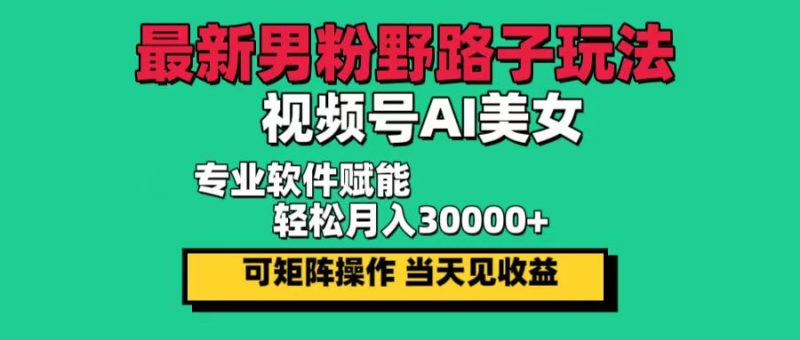 最新男粉野路子玩法,视频号AI美女,当天见收益,轻松月入30000+ - 技研社-技研社