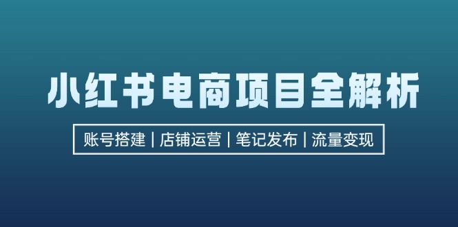 小红书电商项目全解析,包括账号搭建、店铺运营、笔记发布 实现流量变现 小红书电商项目全解析,包括账号搭建、店铺运营、笔记发布 实现流量变现