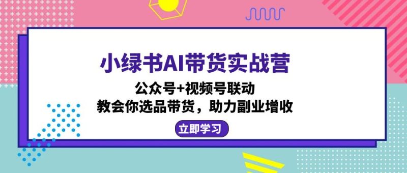 小绿书AI带货实战营：公众号+视频号联动，教会你选品带货，助力副业增收 - 技研社-技研社