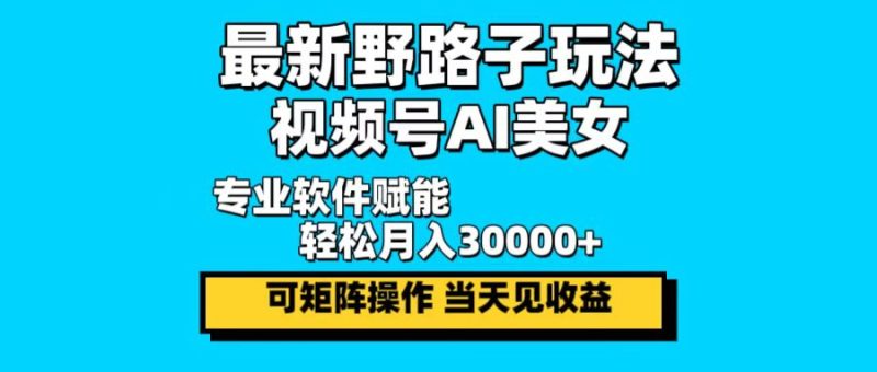 最新野路子玩法,视频号AI美女,当天见收益,轻松月入30000+ - 技研社-技研社