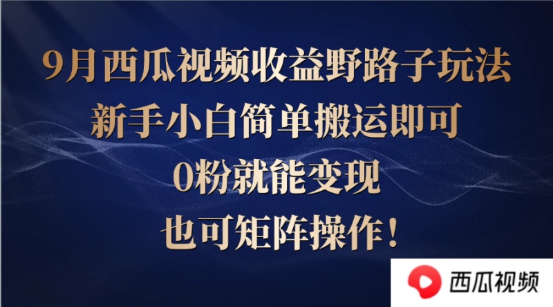 西瓜视频收益野路子玩法,新手小白简单搬运即可,0粉就能变现,也可矩… - 技研社-技研社