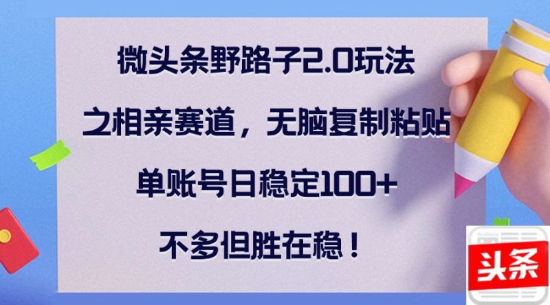 微头条野路子2.0玩法之相亲赛道-技研社