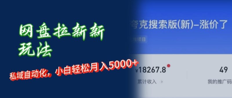网盘拉新新玩法:短剧私域玩法,小白轻松月入5000+ - 技研社-技研社