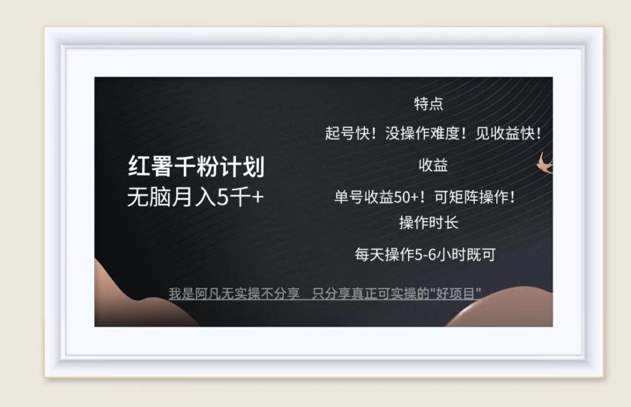 红薯千粉计划无脑月入5千+!既做既赚! 红薯千粉计划无脑月入5千+!既做既赚!