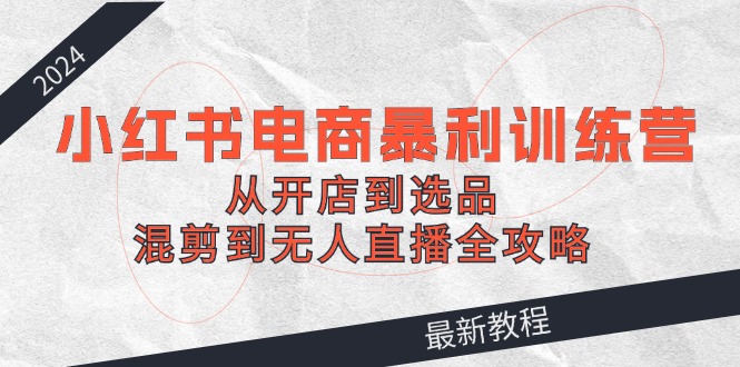 2024小红书电商暴利训练课程：从开店到选品，混剪到无人直播全攻略 - 技研社-技研社