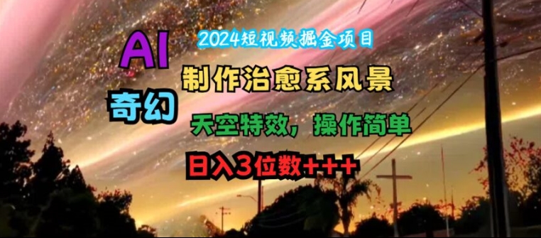 2024短视频掘金项目,AI制作治愈系风景,奇幻天空特效,操作简单,日入3位数【揭秘】 2024短视频掘金项目,AI制作治愈系风景,奇幻天空特效,操作简单,日入3位数【揭秘】