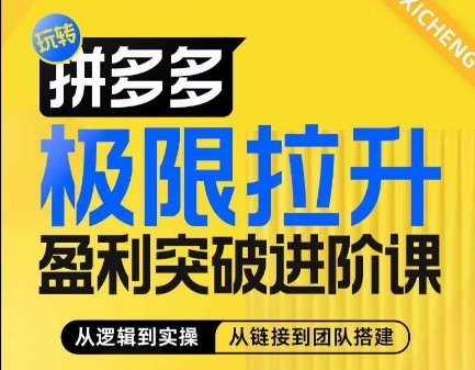 拼多多极限拉升盈利突破进阶课，​从算法到玩法，从玩法到团队搭建，体系化系统性帮助商家实现利润提升 - 技研社-技研社