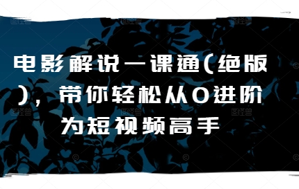 电影解说一课通:绝版,轻松从0进阶为短视频高手-技研社