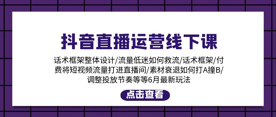 抖音直播运营线下课:话术框架/付费流量直播间/素材A撞B/等6月新玩法 抖音直播运营线下课:话术框架/付费流量直播间/素材A撞B/等6月新玩法