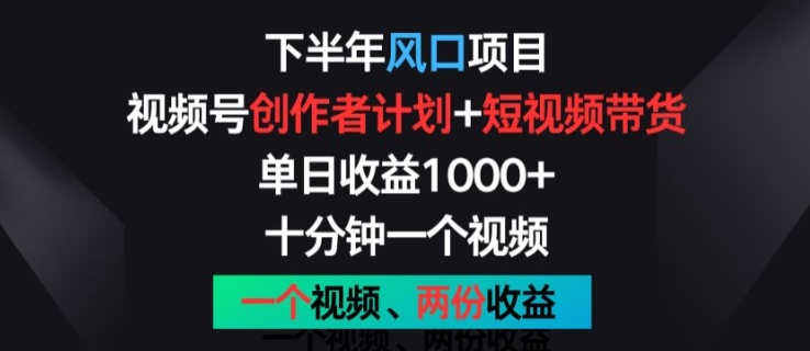 下半年风口项目,视频号创作者计划+视频带货,一个视频两份收益,十分钟一个视频【揭秘】 下半年风口项目,视频号创作者计划+视频带货,一个视频两份收益,十分钟一个视频【揭秘】