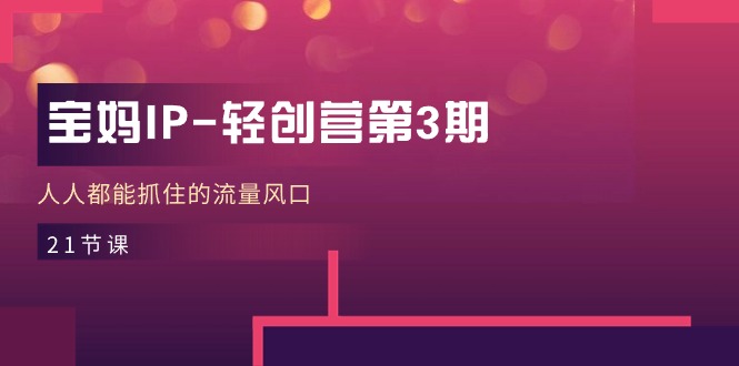 宝妈IP-轻创营第3期，人人都能抓住的流量风口（21节课） - 技研社-技研社
