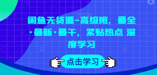闲鱼无货源-高级班，最全·最新·最干，紧贴热点 深度学习 - 技研社-技研社