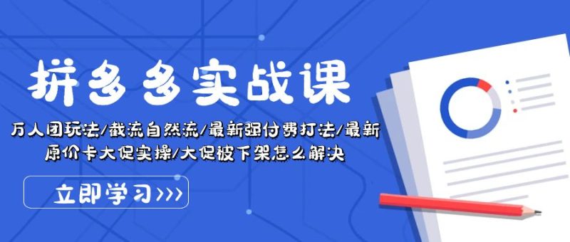 拼多多实战课：万人团玩法/截流自然流/最新强付费打法/最新原价卡大促实操/大促被下架怎么解决 - 技研社-技研社