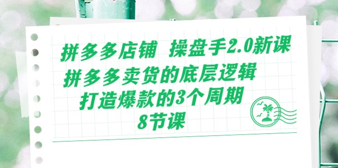 拼多多店铺 操盘手2.0新课,拼多多卖货的底层逻辑,打造爆款的3个周期-8节 拼多多店铺 操盘手2.0新课,拼多多卖货的底层逻辑,打造爆款的3个周期-8节