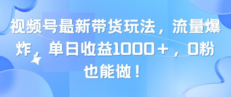 视频号最新带货玩法,流量爆炸,单日收益1000+,0粉也能做! - 技研社-技研社
