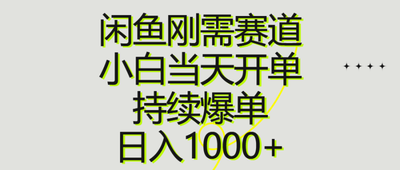 闲鱼刚需赛道，小白当天开单，持续爆单，日入1000+ - 技研社-技研社