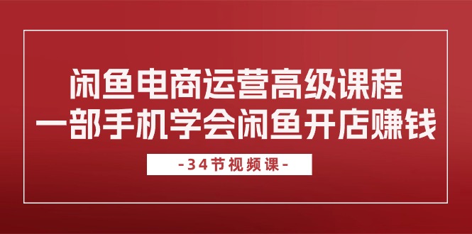 闲鱼电商运营高级课程,一部手机学会闲鱼开店赚钱(34节课) 闲鱼电商运营高级课程,一部手机学会闲鱼开店赚钱(34节课)