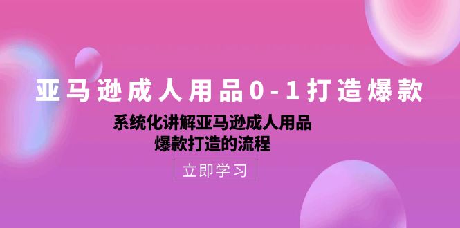 亚马逊成人用品0-1打造爆款课:系统化讲解亚马逊成人用品爆款打造的流程 亚马逊成人用品0-1打造爆款课:系统化讲解亚马逊成人用品爆款打造的流程