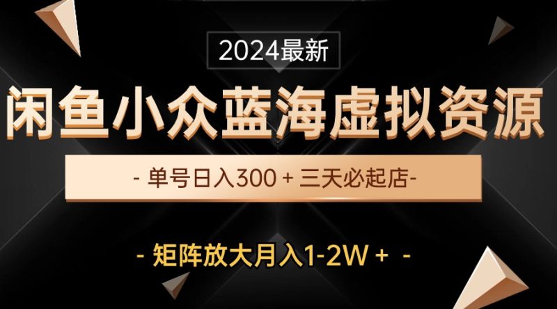 闲鱼蓝海项目:小众虚拟资源,三天必起店,轻松日入300+ - 技研社-技研社