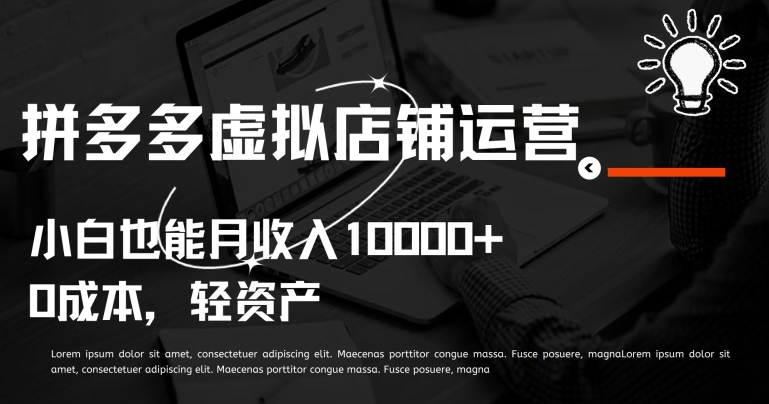 拼多多虚拟店铺:轻松月入过万,小白也能上手运营-技研社
