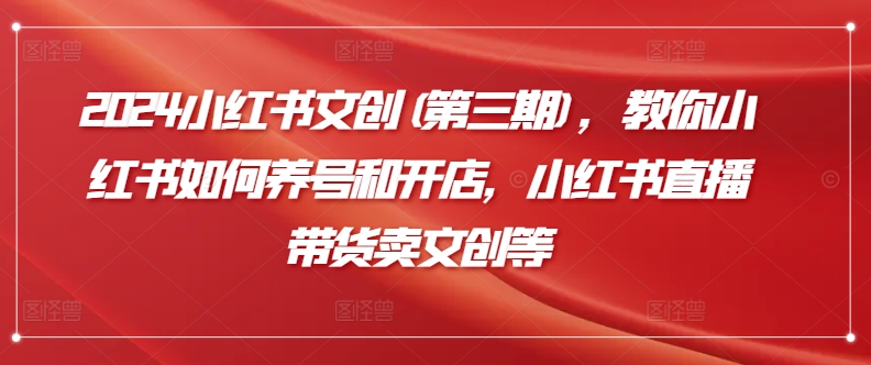 2024小红书攻略(第三期),从养号到直播带货,解锁文创产业新玩法 2024小红书攻略(第三期),从养号到直播带货,解锁文创产业新玩法
