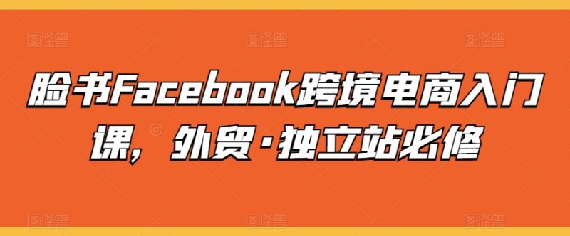 脸书FACEBOOK跨境电商入门课，外贸·独立站必修 - 技研社-技研社