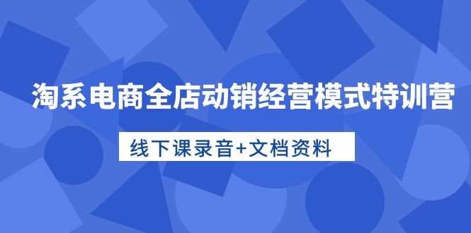 淘系电商运营高手特训:全店动销经营模式,线下课录音+文档资料 淘系电商运营高手特训:全店动销经营模式,线下课录音+文档资料