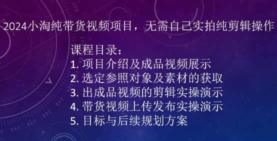 2024小淘学社纯带货视频项目，无需自己实拍纯剪辑操作 - 技研社-技研社