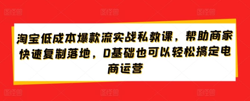 淘宝低成本爆款流实战攻略,低成本爆款打造与流量获取,0基础也可以轻松搞定电商运营 淘宝低成本爆款流实战攻略,低成本爆款打造与流量获取,0基础也可以轻松搞定电商运营