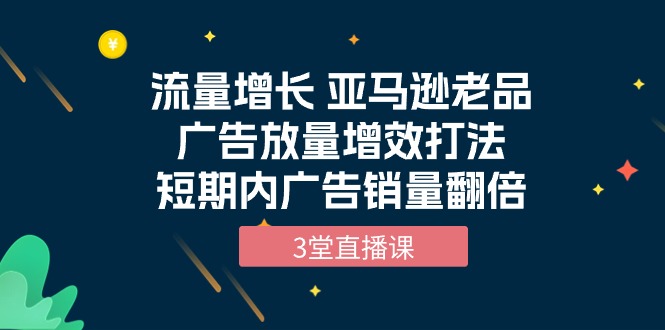 流量增长课程：亚马逊老品广告放量增效打法，短期内广告销量翻倍（3堂直播课） - 技研社-技研社