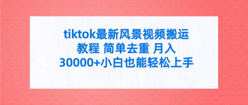 tiktok最新风景视频搬运教程 简单去重 月入30000+附全套工具 - 技研社-技研社