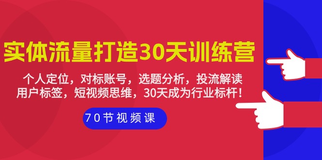 30天实体店铺流量打造训练营:个人定位,对标账号,选题分析,投流解读-70节 30天实体店铺流量打造训练营:个人定位,对标账号,选题分析,投流解读-70节
