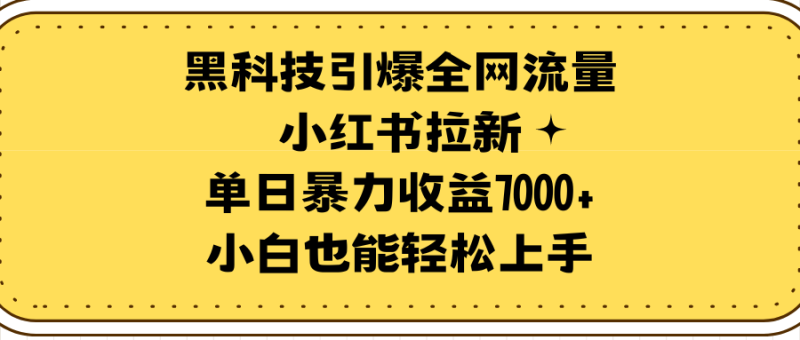 黑科技引爆全网流量小红书拉新,单日暴力收益7000+,小白也能轻松上手 - 技研社-技研社