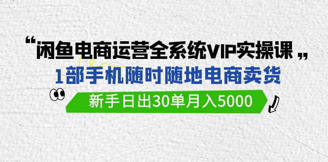闲鱼电商运营全系统VIP实战课，1部手机随时随地卖货，新手日出30单月入5000 - 技研社-技研社