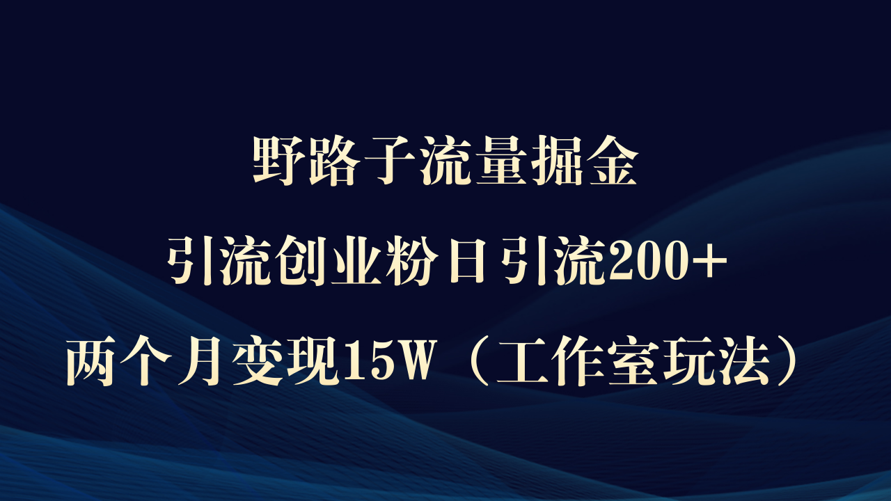 野路子流量掘金,引流创业粉日引流200+,两个月变现15W(工作室玩法)) 野路子流量掘金,引流创业粉日引流200+,两个月变现15W(工作室玩法))